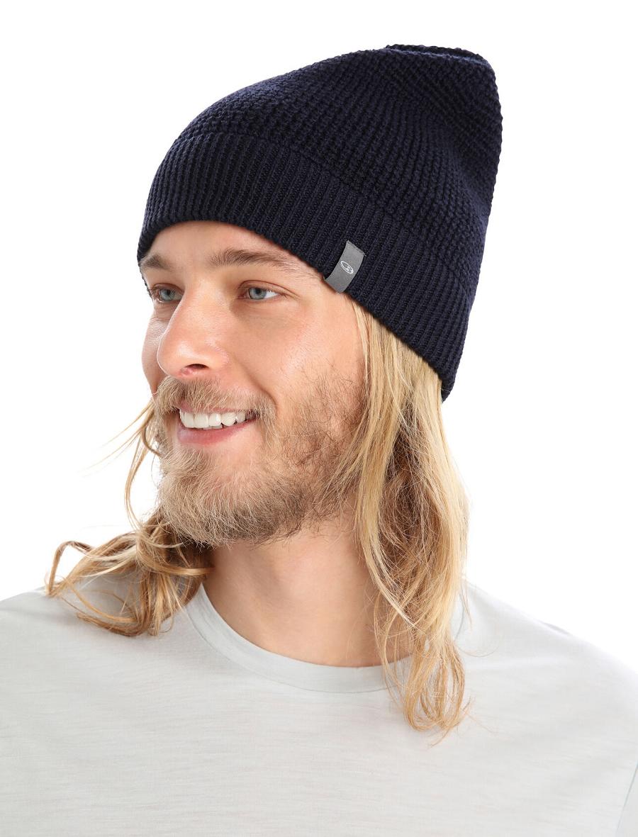 Chapeaux Icebreaker Unisex Merino Feadan Slouch Beanie Homme Bleu Marine | FR 1093GSOL